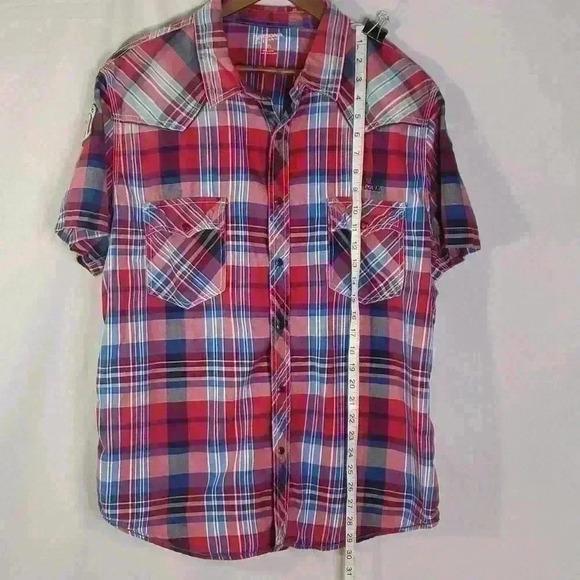 Vintage Y2K Arizona Jean Company Plaid Western Snap Front Short Sleeve Shirt XXL - Picture 7 of 12